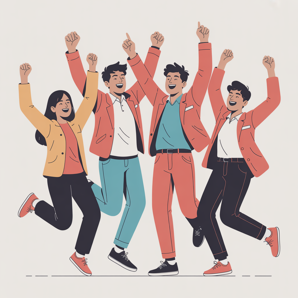 People celebrating career success