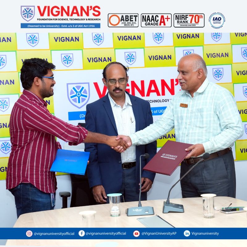 Representatives of Vignan's University and Vajra.ai during the MoU signing ceremony